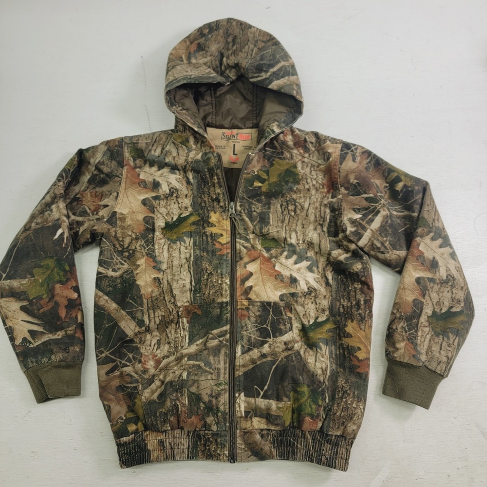 RedHead Silent Hide Hooded Tru Timber Camo Jacket Quilt Lined Hunting Youth L‎